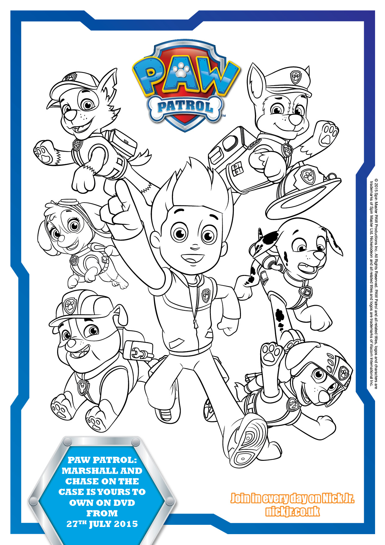 paw patrol colouring pages and activity sheets  in the