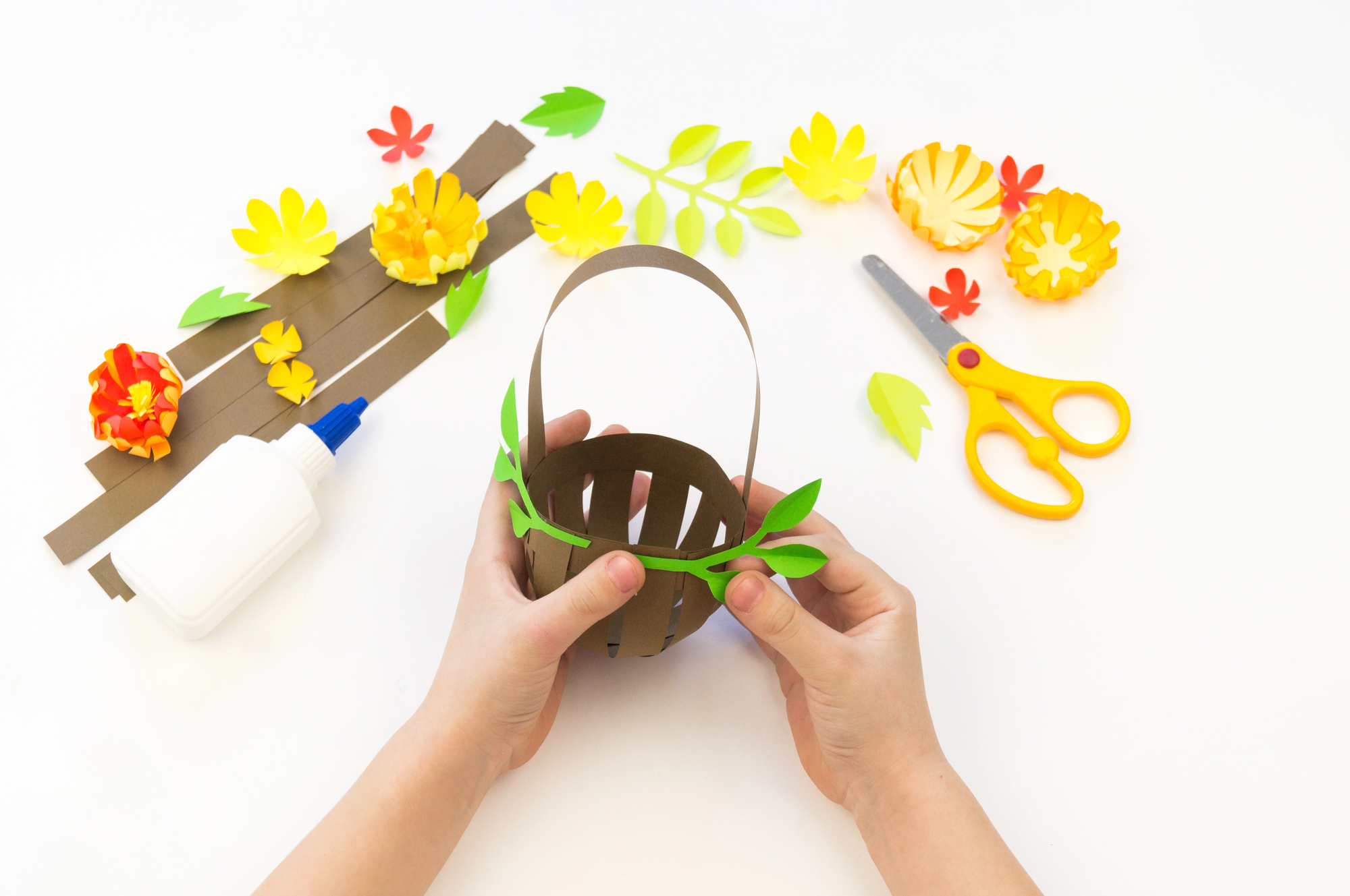 Paper Flower Basket Craft - In The Playroom