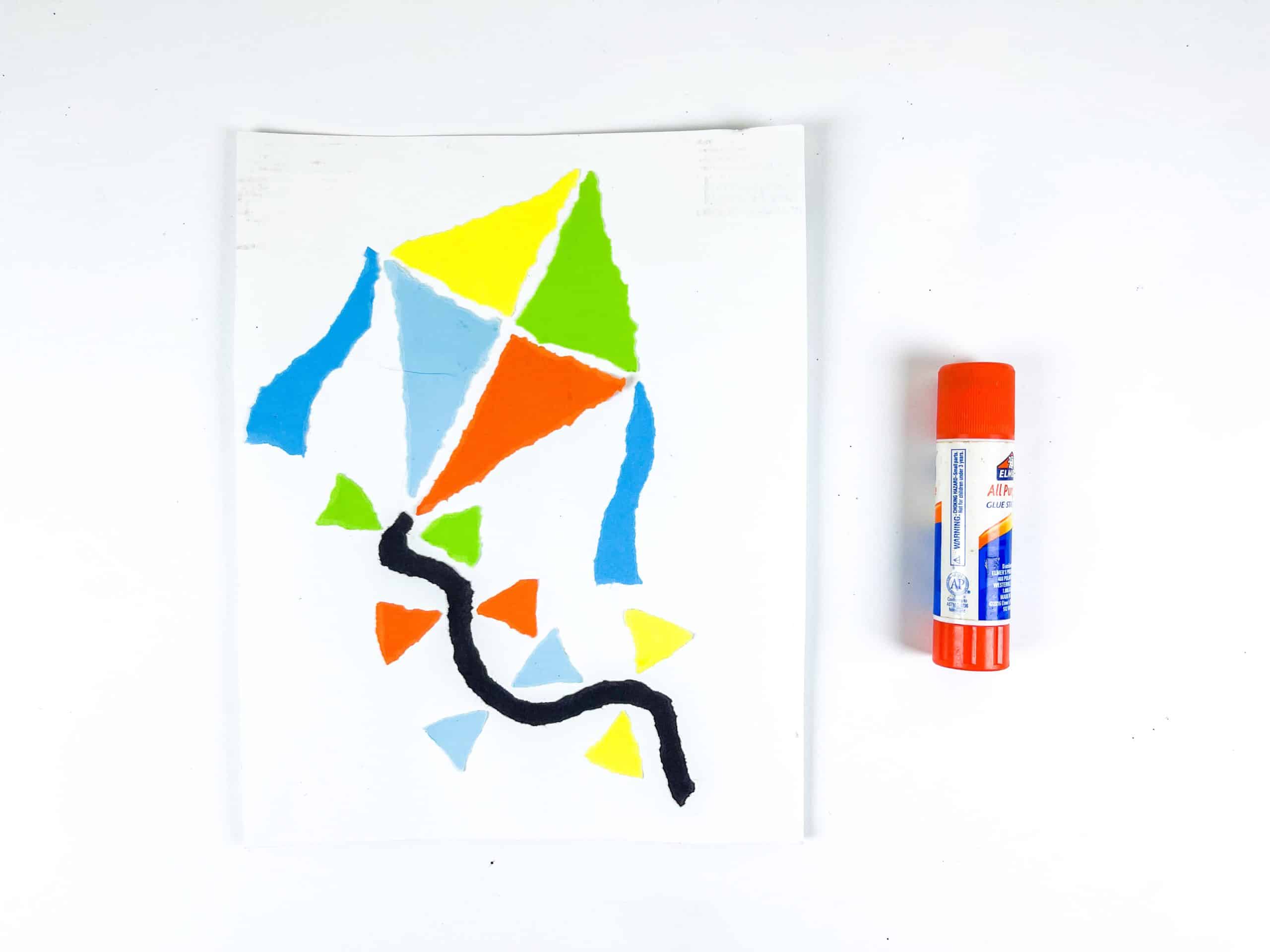 How to make torn paper kite craft - In The Playroom